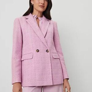 NWT Ann Taylor Tweed Double Breasted Dusted Orchid Blazer